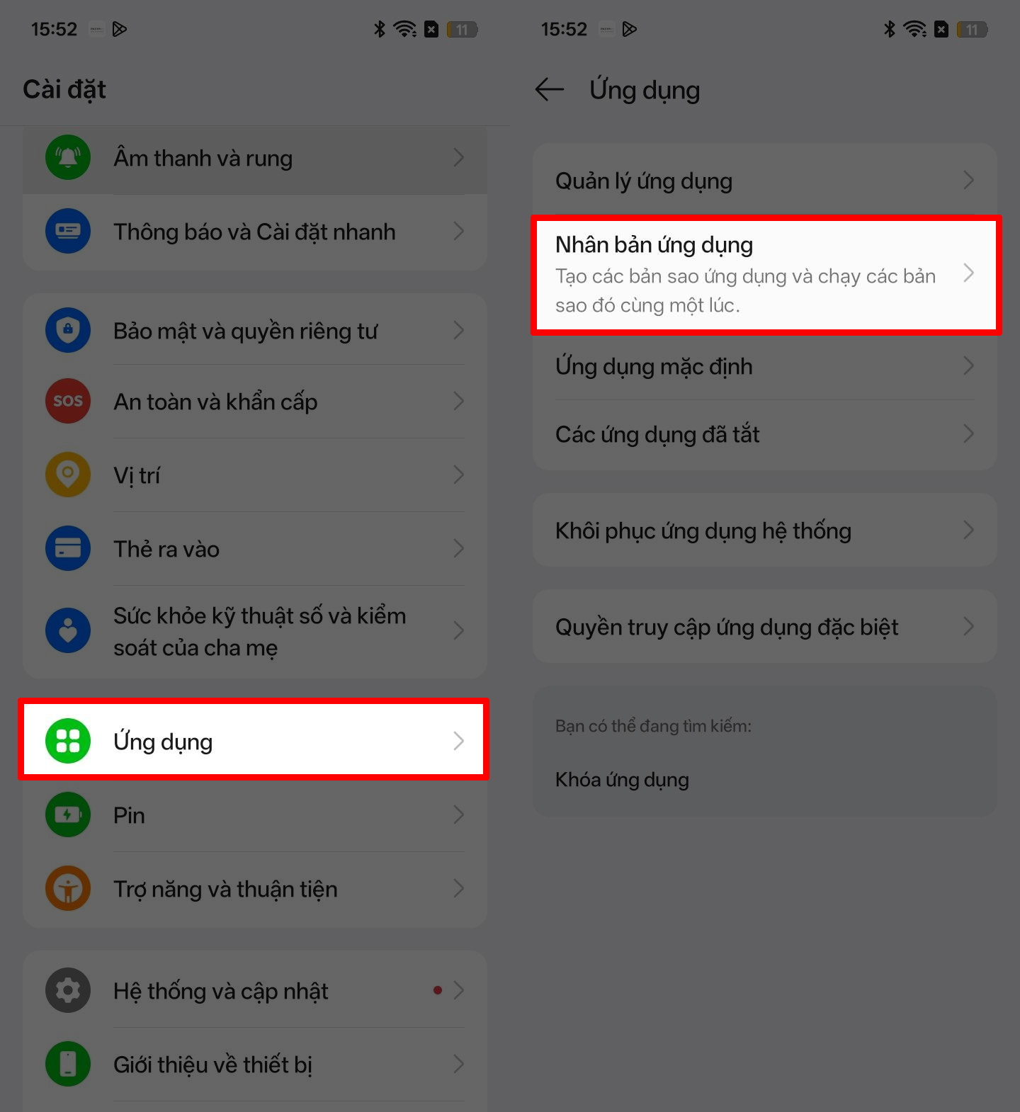 Cách nhân bản ứng dụng trên realme 100