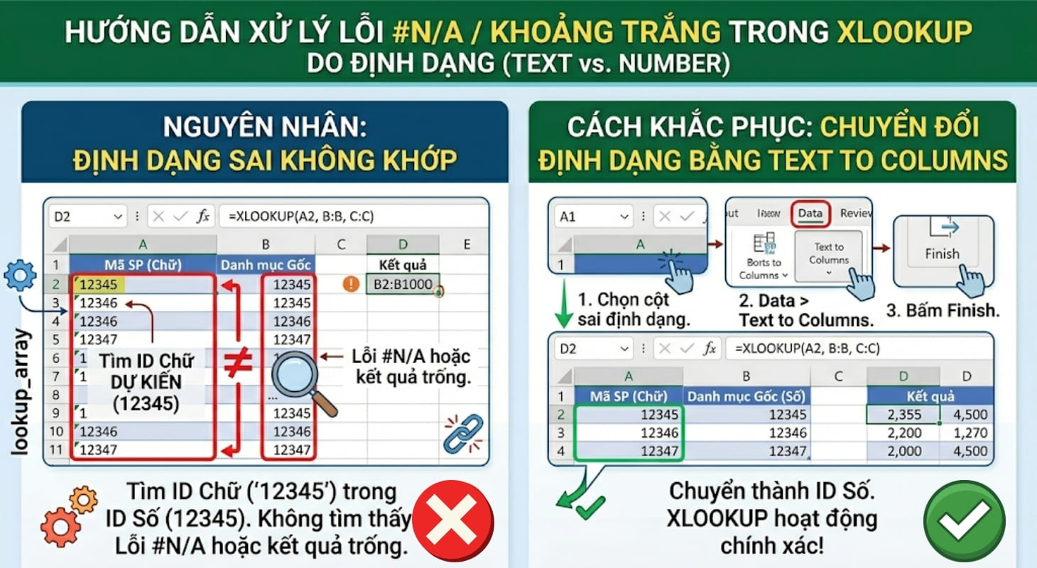 Lỗi định dạng khi sử dụng hàm XLOOKUP