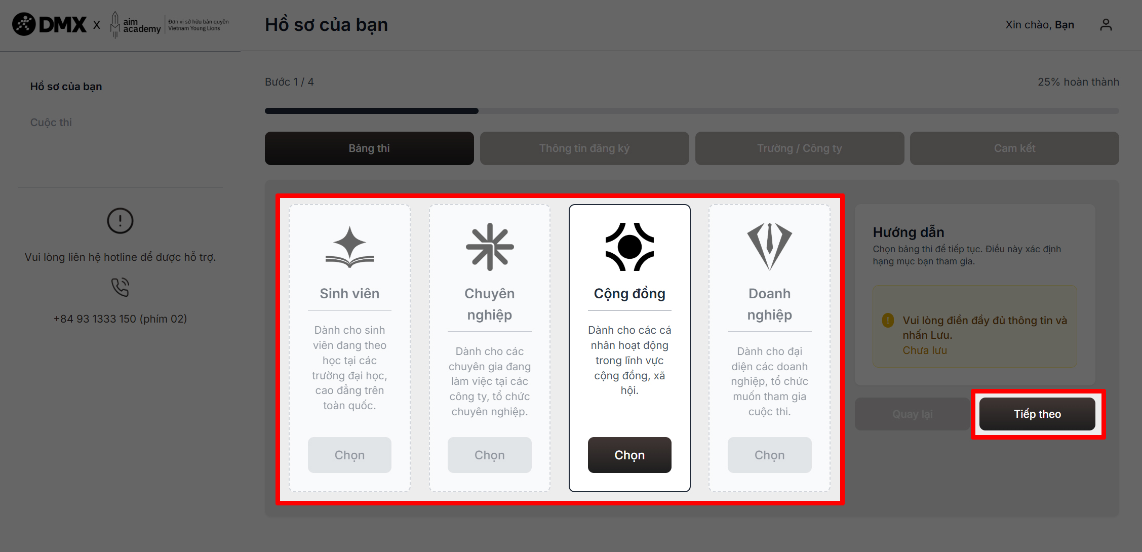 Cách nộp bài thi The Next DMX