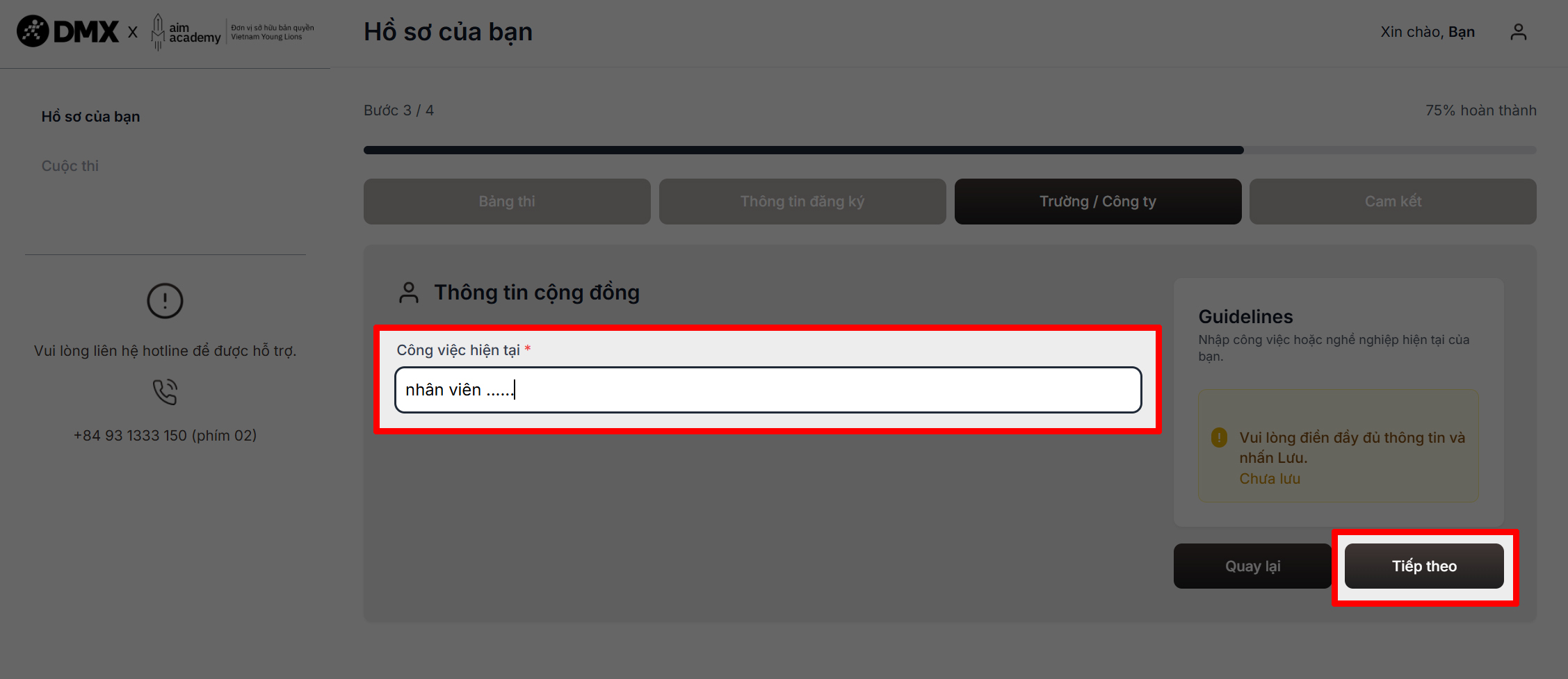 Cách nộp bài thi The Next DMX