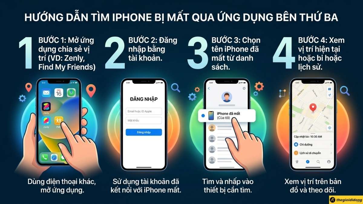 D&ugrave;ng app chia sẻ vị tr&iacute; b&ecirc;n thứ ba