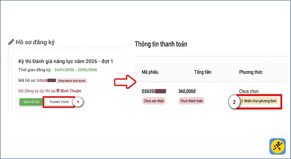 Bấm Thanh Toán và chọn phương thức thanh toán phù hợp Bấm Thanh Toán và chọn phương thức thanh toán phù hợp