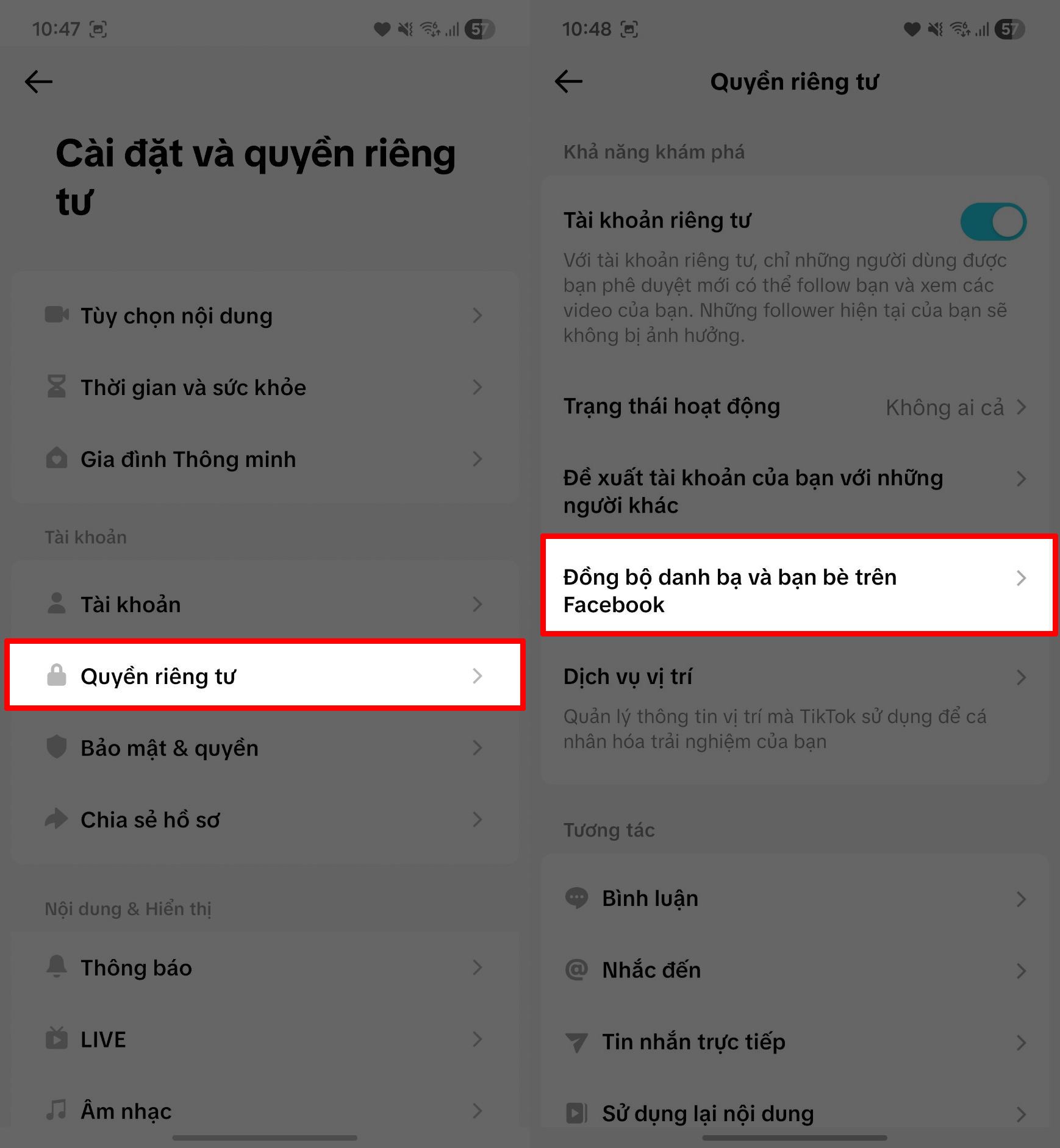 Cách tắt đồng bộ bạn bè trên TikTok