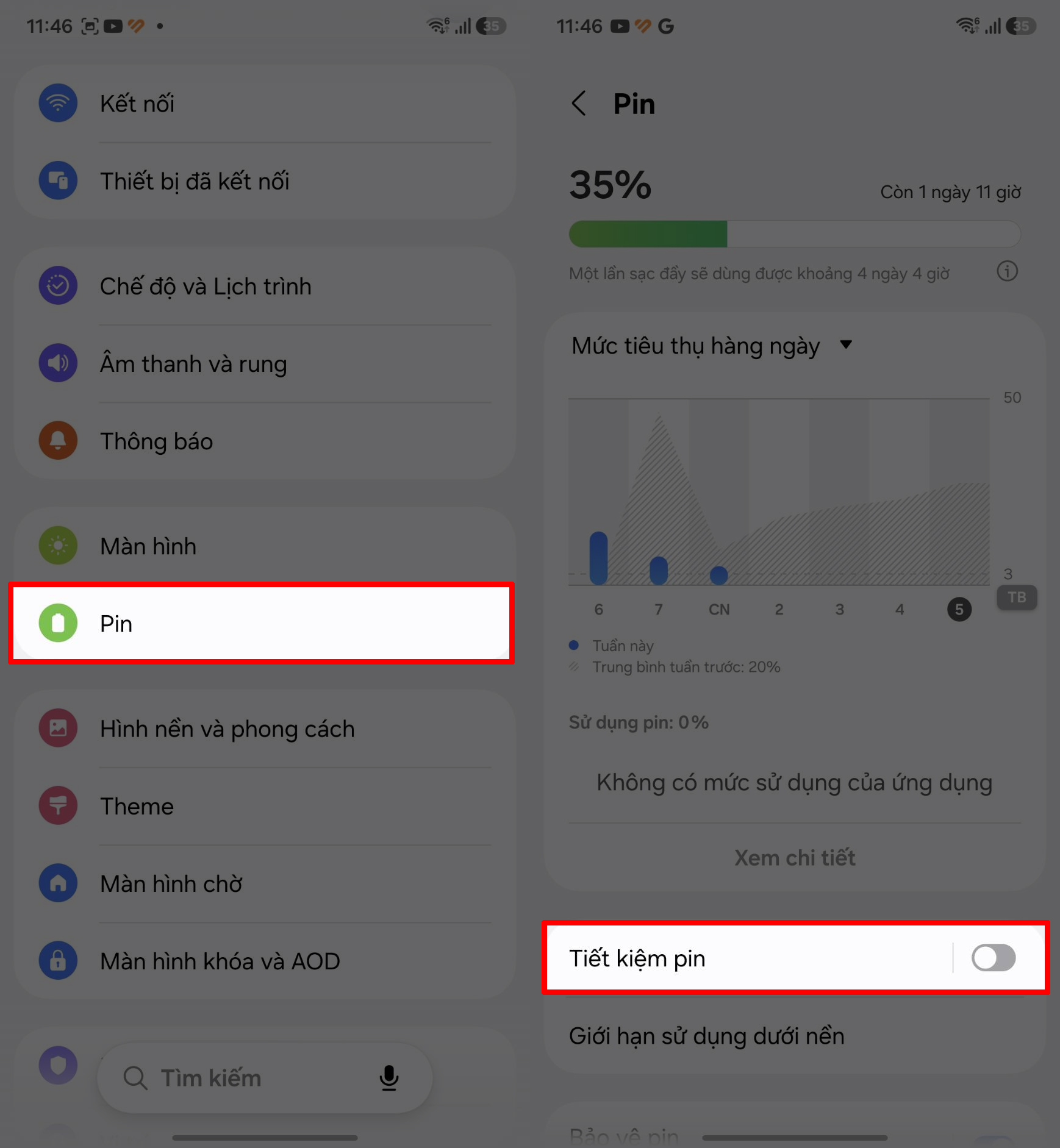 Cách bật tiết kiệm pin trên Galaxy A57