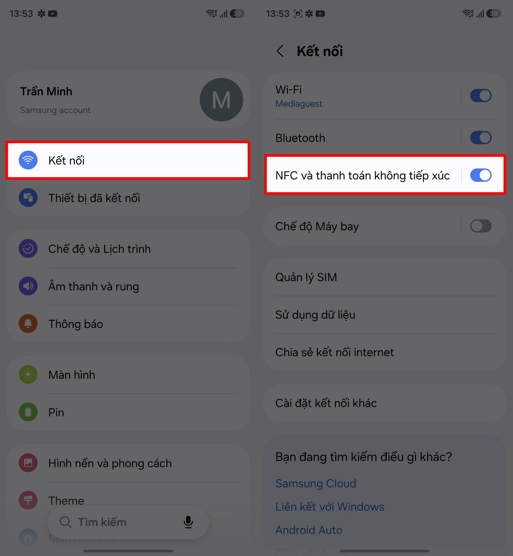 Cách bật NFC trên Galaxy A37 Cách bật NFC trên Galaxy A37