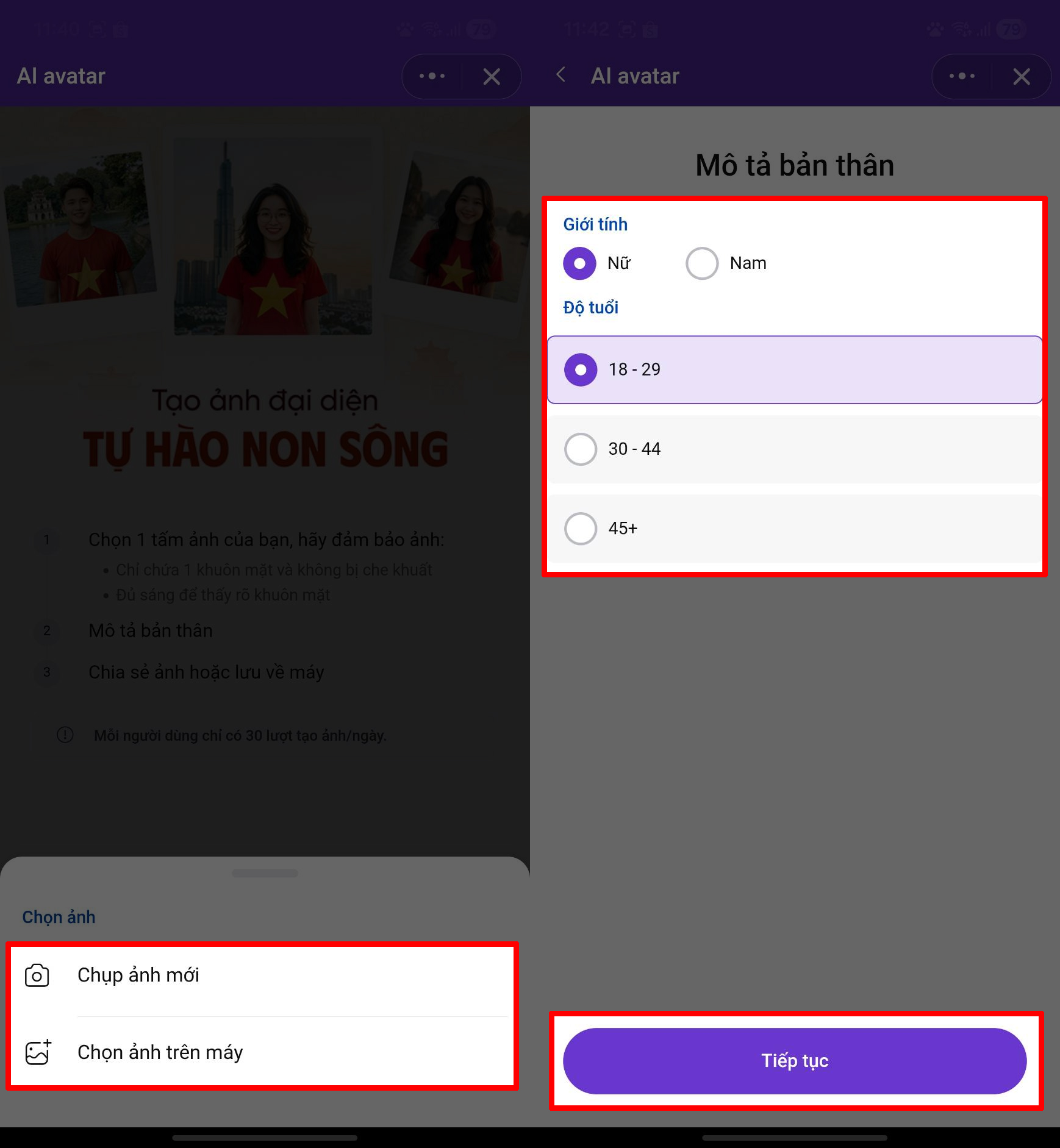 Cách tạo ảnh đại điện mang áo cờ Tổ quốc trên Zalo