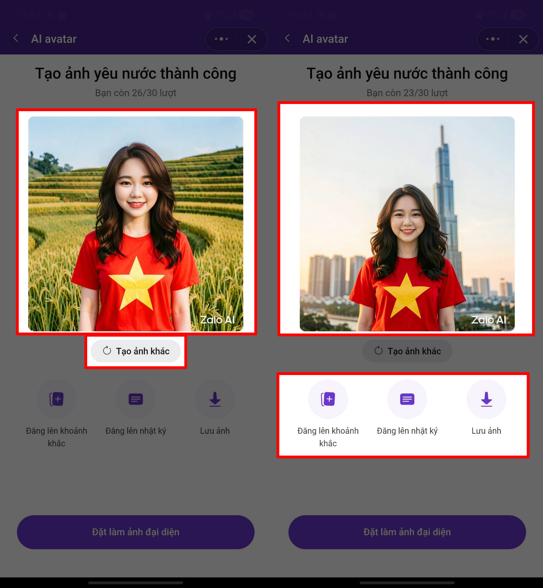 Cách tạo ảnh đại điện mang áo cờ Tổ quốc trên Zalo