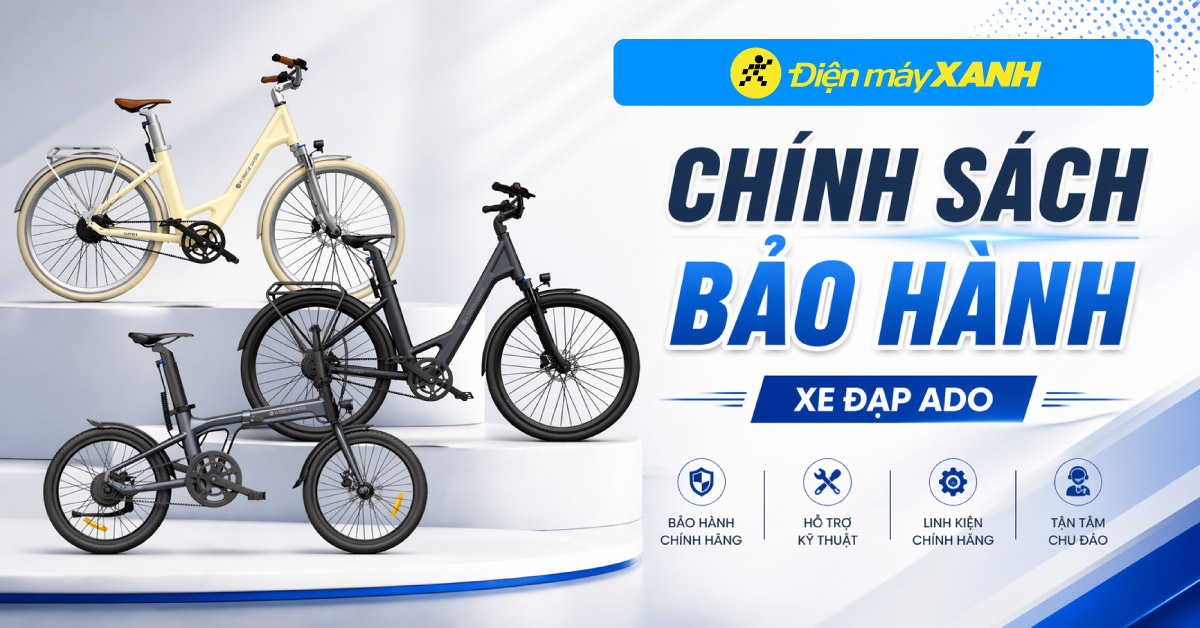 Ch&iacute;nh s&aacute;ch bảo h&agrave;nh to&agrave;n diện xe đạp trợ lực điện ADO (A Dece Oasis) ch&iacute;nh thức từ năm 2026