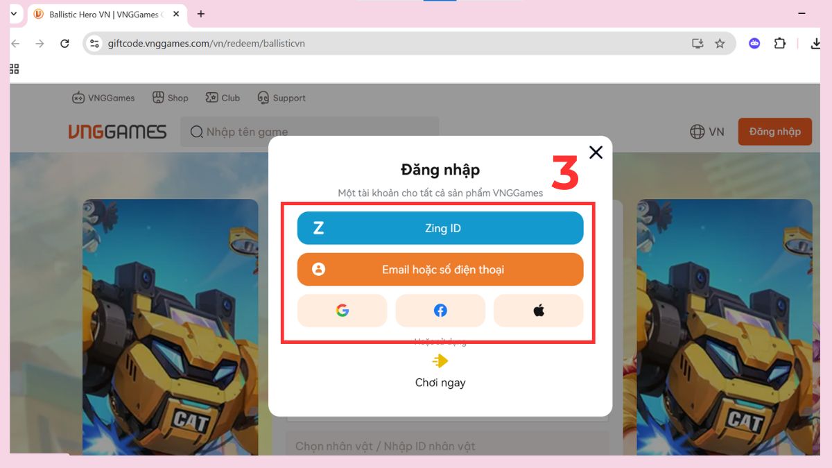 Tiến hành đăng nhập đúng tài khoản đang chơi game Tiến hành đăng nhập đúng tài khoản đang chơi game
