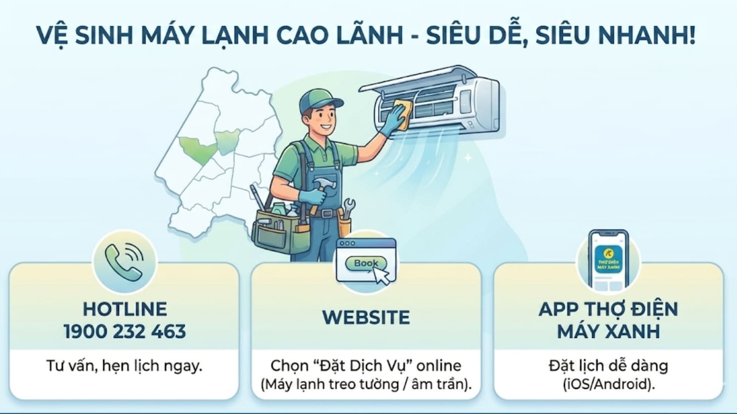 Cách đặt dịch vụ vệ sinh máy lạnh tại Cao Lãnh nhanh chòng Cách đặt dịch vụ vệ sinh máy lạnh tại Cao Lãnh nhanh chòng