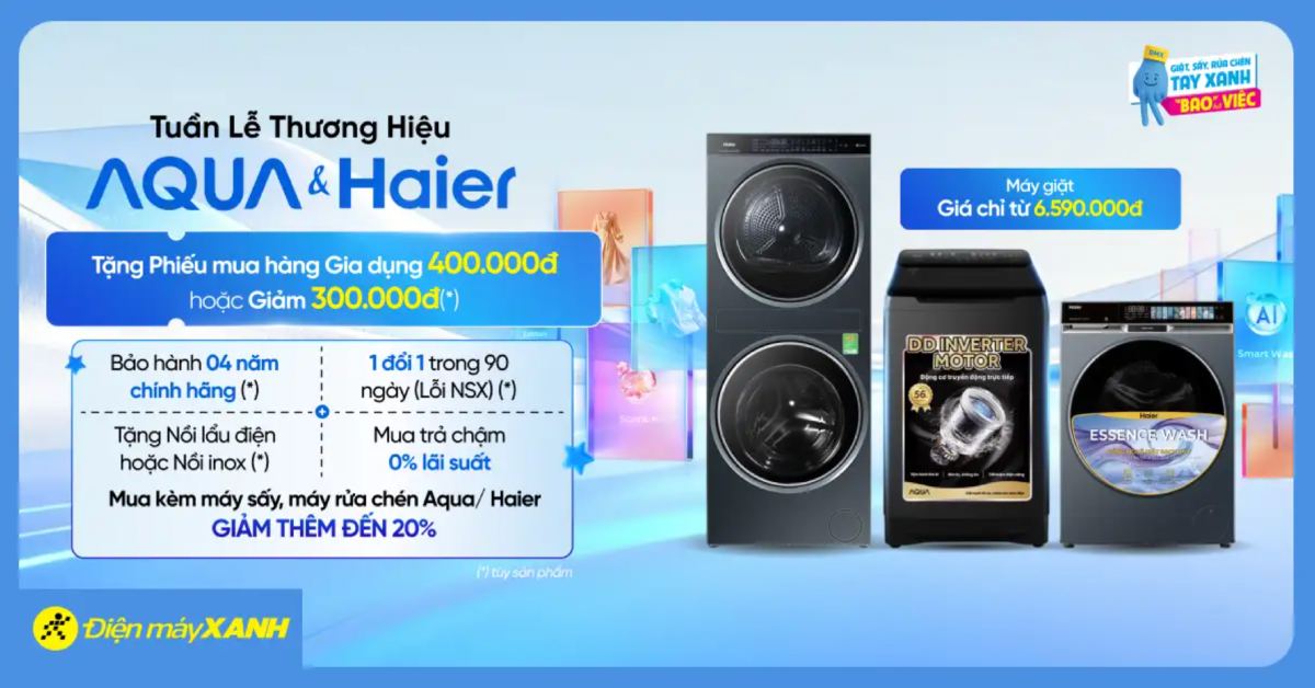 Chào đón tháng 9 cùng Tuần lễ thương hiệu Aqua & Haier Chào đón tháng 9 cùng Tuần lễ thương hiệu Aqua & Haier
