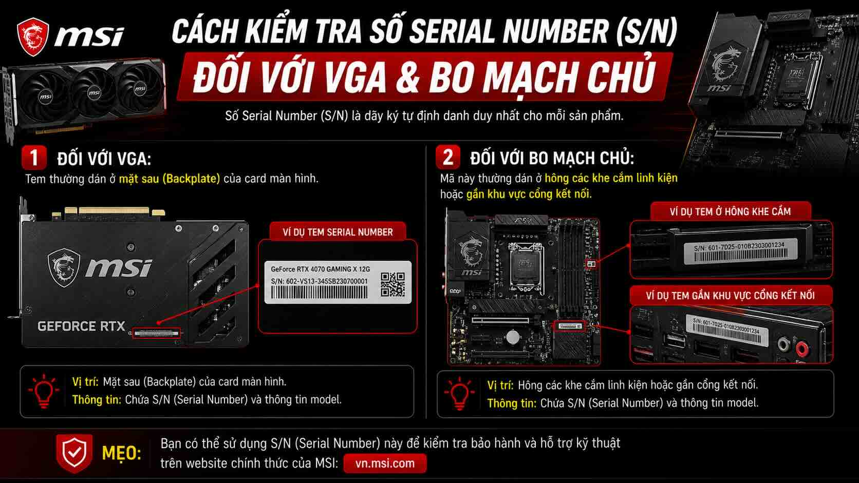C&aacute;ch kiểm tra số serial tr&ecirc;n VGA v&agrave; bo mạch chủ