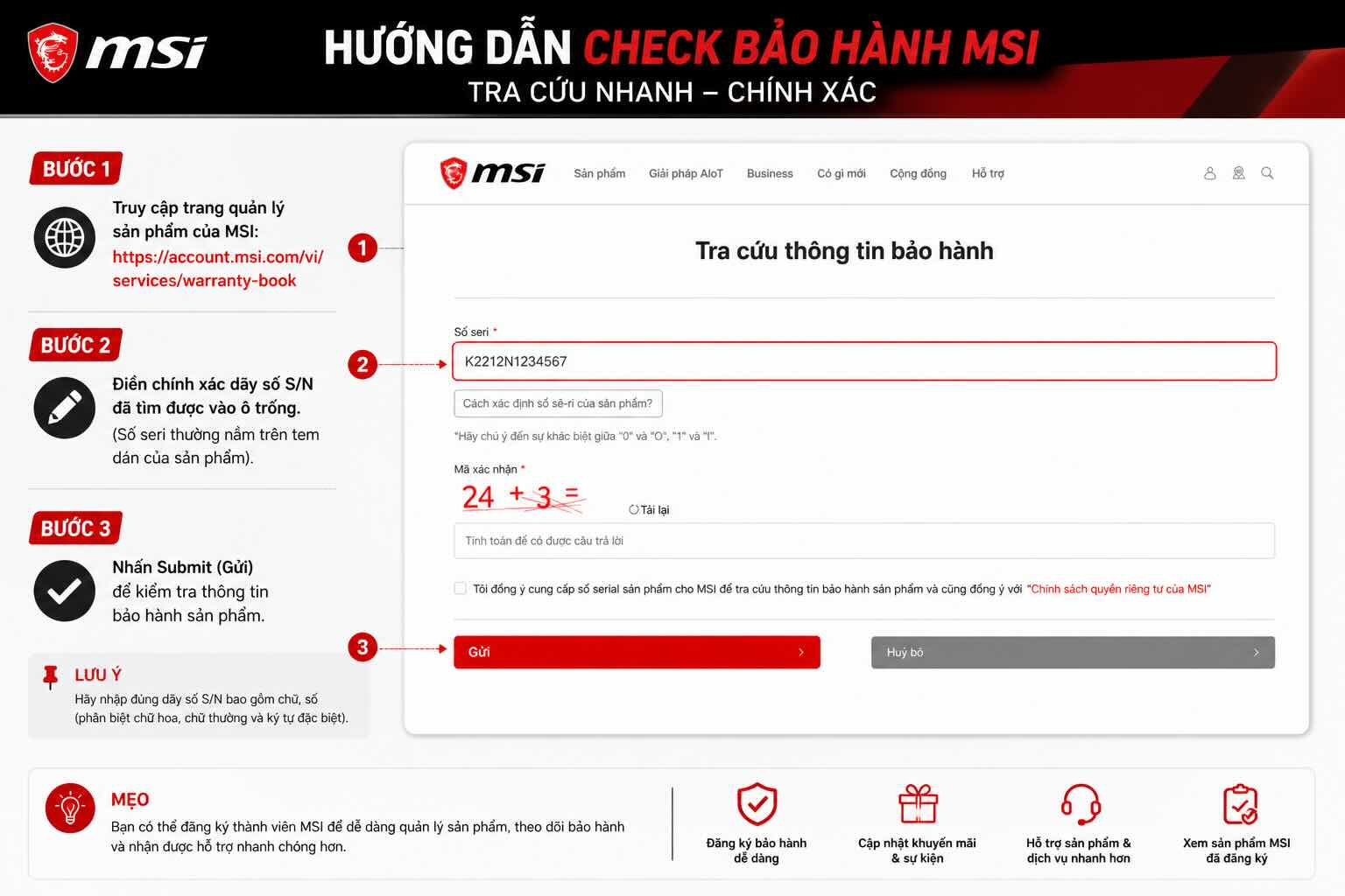 C&aacute;ch check bảo h&agrave;nh laptop MSI