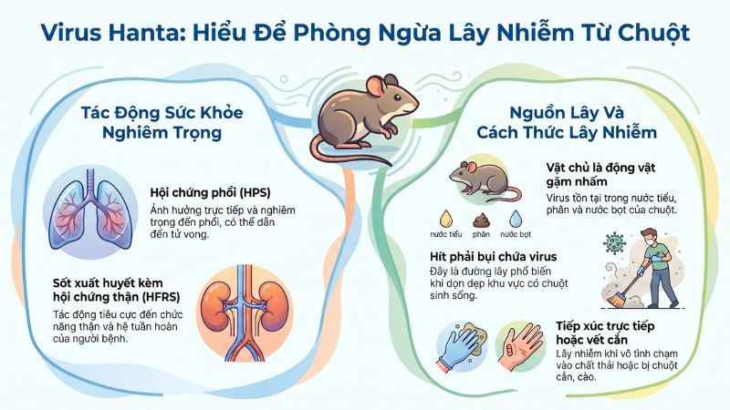 Virus Hanta có khả năng gây bệnh truyền nhiễm ở người, lây truyền chủ yếu từ động vật gặm nhấm Virus Hanta có khả năng gây bệnh truyền nhiễm ở người, lây truyền chủ yếu từ động vật gặm nhấm