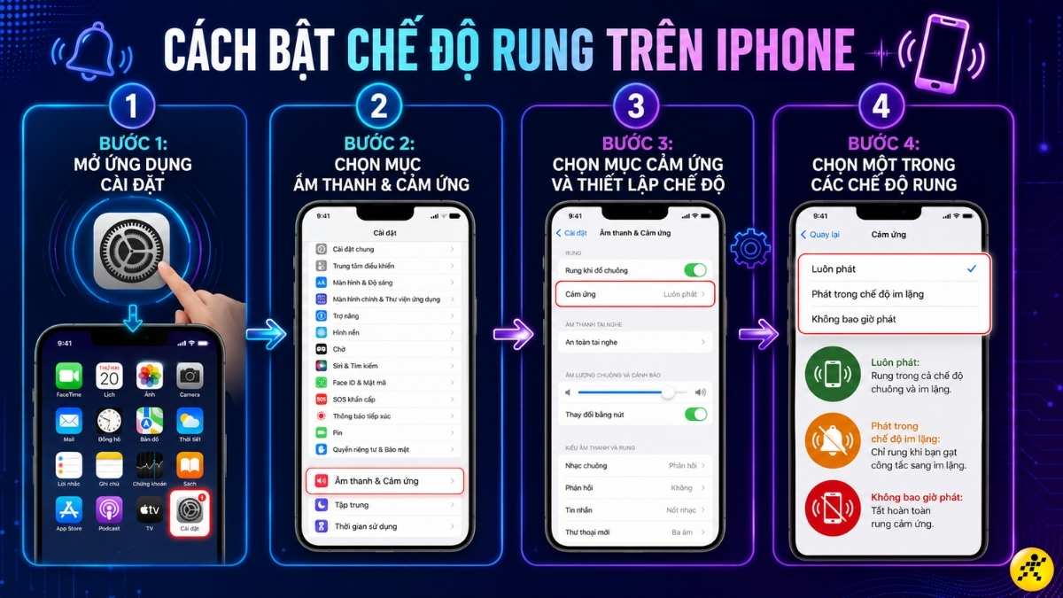C&aacute;ch bật chế độ rung tr&ecirc;n iPhone trong &Acirc;m thanh v&agrave; Cảm ứng