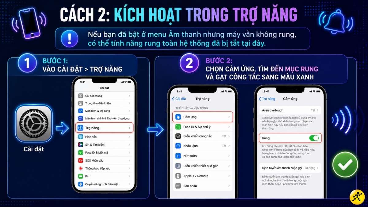 C&aacute;ch bật chế độ rung tr&ecirc;n iPhone trong Trợ năng
