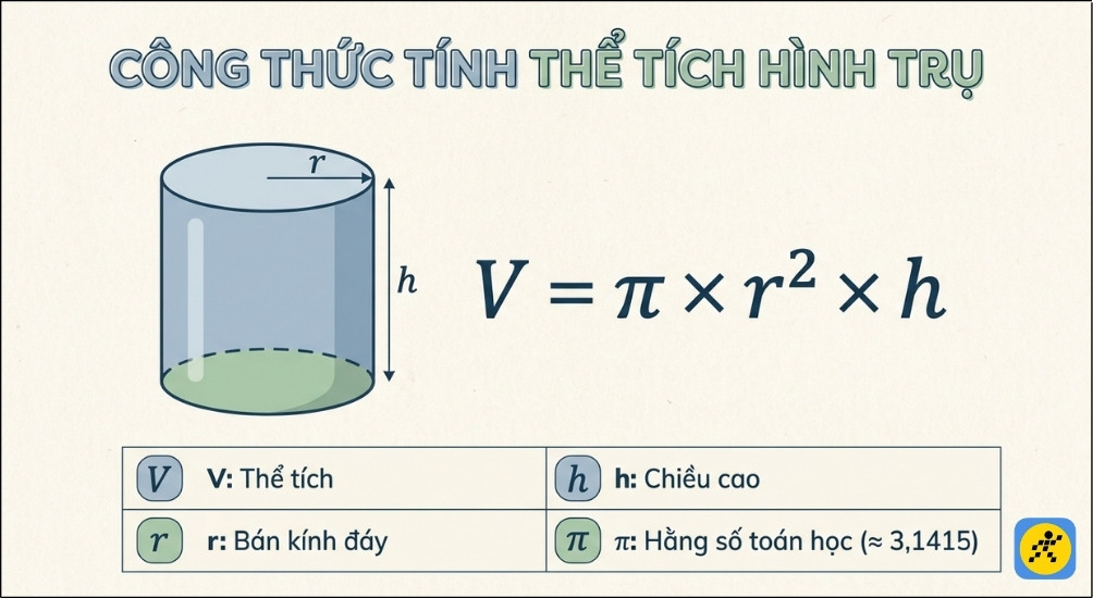 Công thức tính thể tích hình trụ
