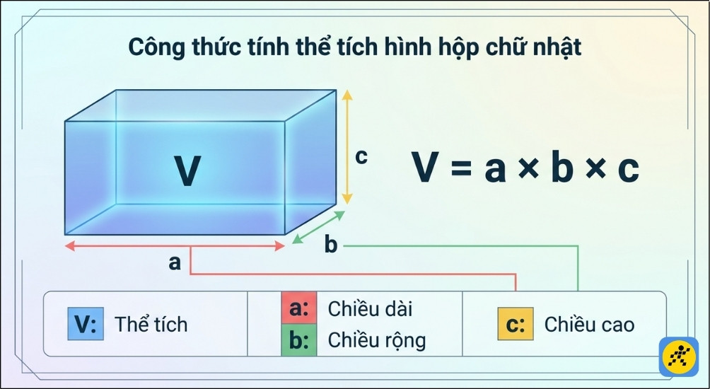 Công thức tính thể tích hình hộp chữ nhật