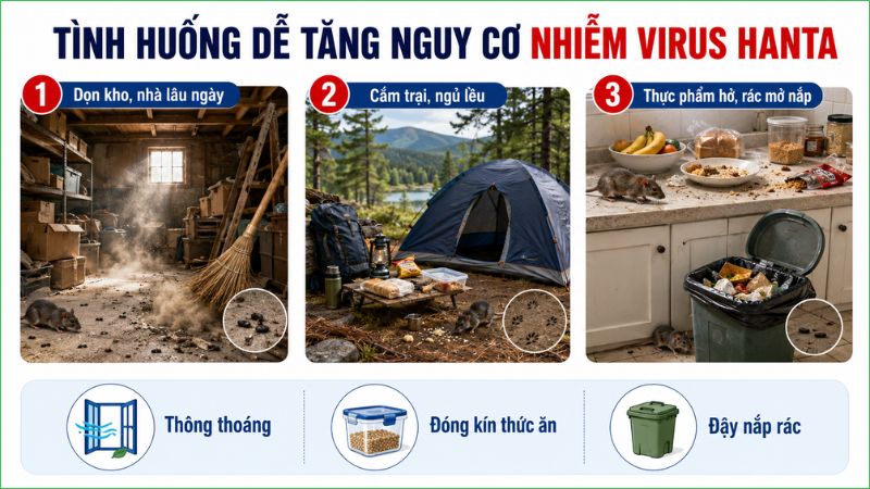 Những t&igrave;nh huống l&agrave;m tăng nguy cơ l&acirc;y nhiễm virus Hanta