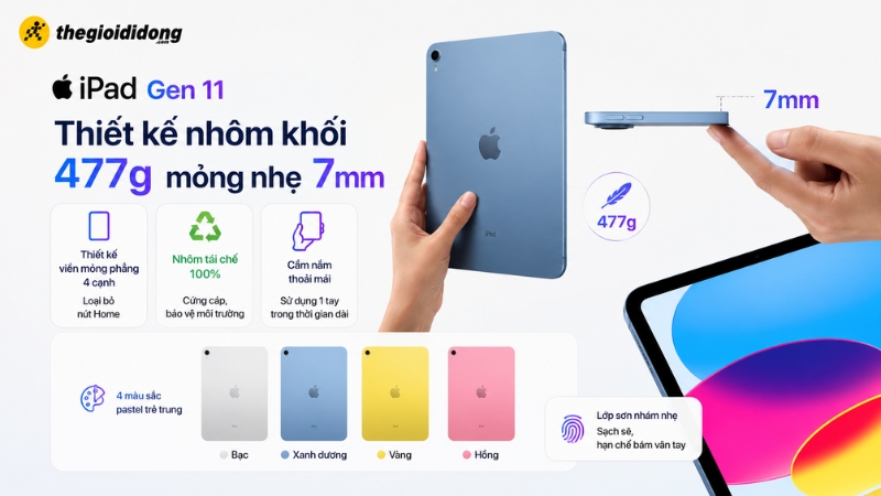 Thiết kế iPad Gen 11 (iPad A16) Thiết kế iPad Gen 11 (iPad A16)