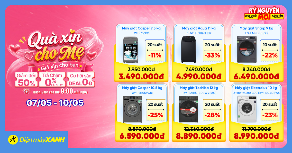 Ngày của Mẹ tại Điện máy XANH: Quà xịn cho mẹ, giá xịn cho bạn, săn deal sốc giảm đến 50% Ngày của Mẹ tại Điện máy XANH: Quà xịn cho mẹ, giá xịn cho bạn, săn deal sốc giảm đến 50%