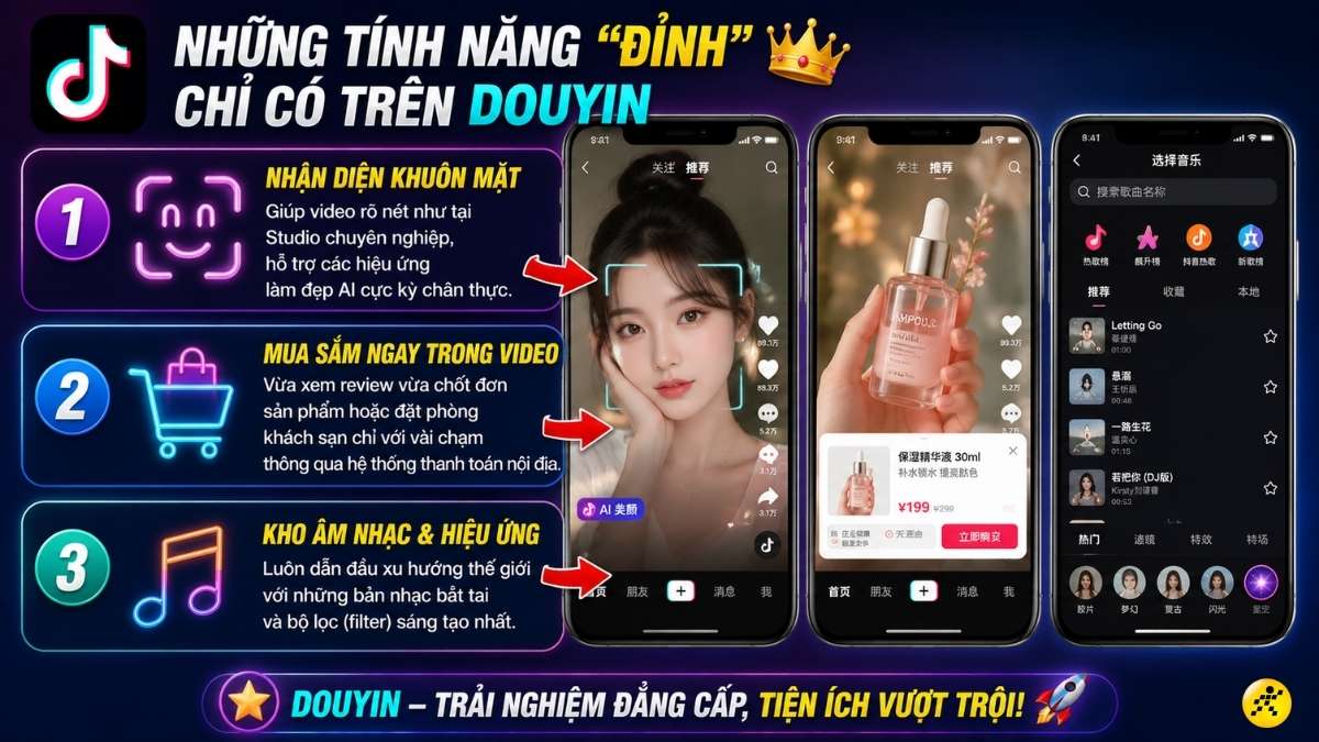 Những t&iacute;nh năng "đỉnh" chỉ c&oacute; tr&ecirc;n Douyin