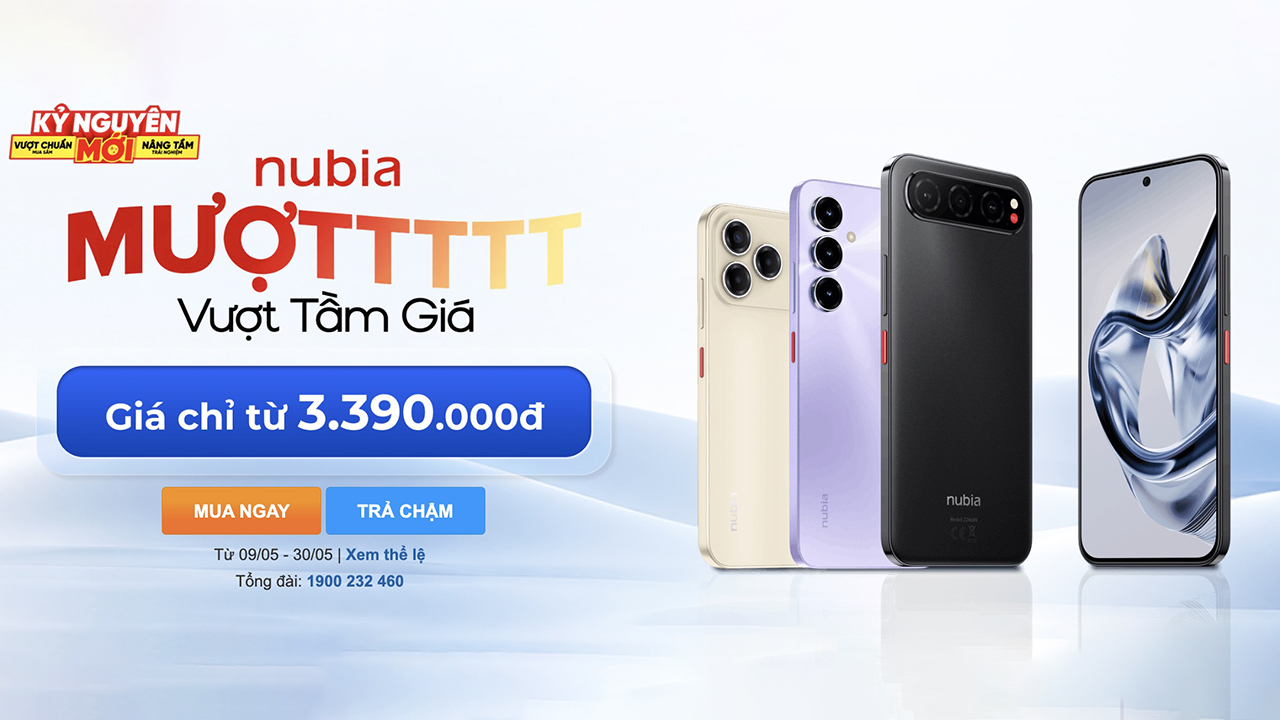 Nubia Air 5G | Nubia V80 Design | Nubia V80 Max chính thức mở bán tại TGDĐ, bảo hành đến 18 tháng