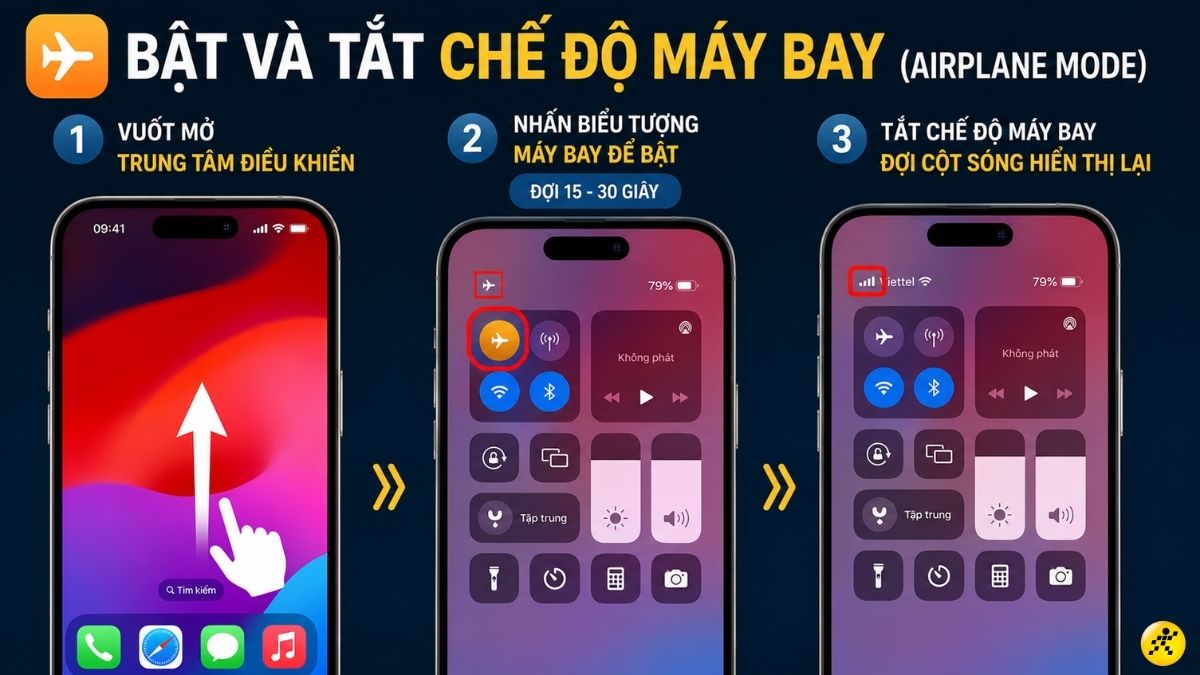 Bật v&agrave; tắt chế độ m&aacute;y bay
