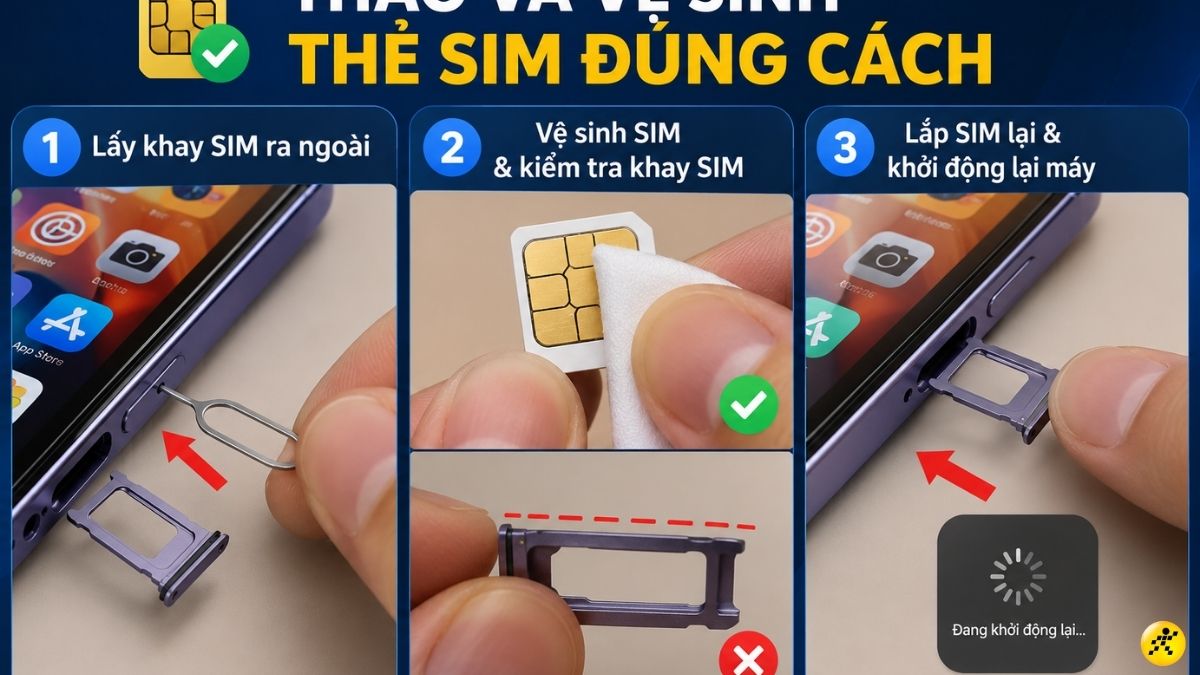 Th&aacute;o v&agrave; vệ sinh thẻ SIM đ&uacute;ng c&aacute;ch