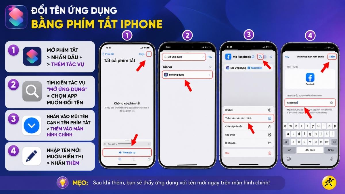 Đổi t&ecirc;n ứng dụng bằng Ph&iacute;m tắt iPhone