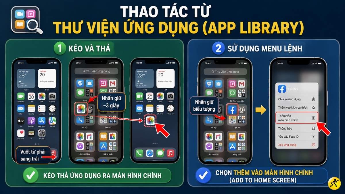 Đưa ứng dụng ra m&agrave;n h&igrave;nh từ Thư viện ứng dụng