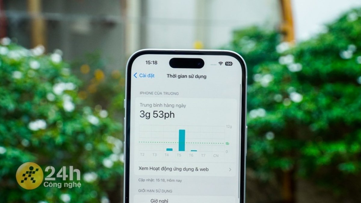 Thời gian sử dụng tr&ecirc;n iPhone 15