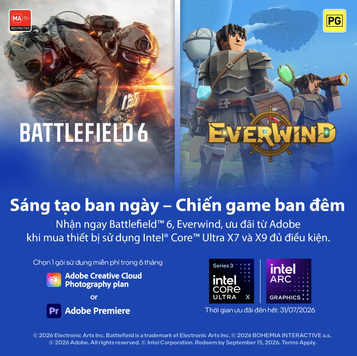 Ưu đãi 2: Bộ quà tặng cực chất dành cho Intel® Core™ Ultra X7 & X9 Ưu đãi 2: Bộ quà tặng cực chất dành cho Intel® Core™ Ultra X7 & X9