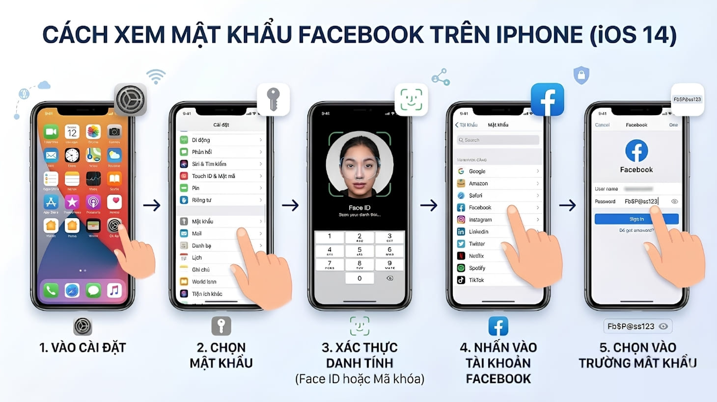 Cách xem mật khẩu Facebook đối với dòng iPhone có iOS 14 trở lên Cách xem mật khẩu Facebook đối với dòng iPhone có iOS 14 trở lên