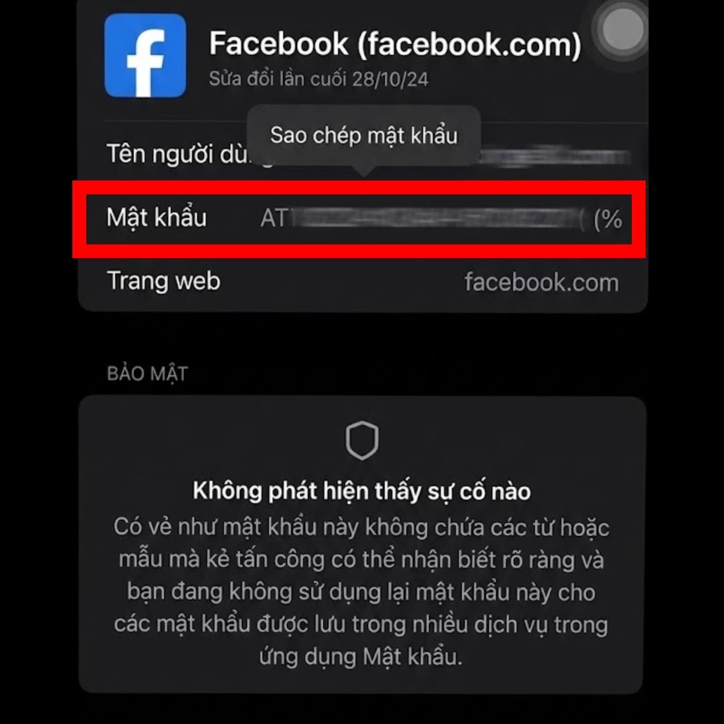 Xem mật khẩu Facebook trên iPhone Xem mật khẩu Facebook trên iPhone
