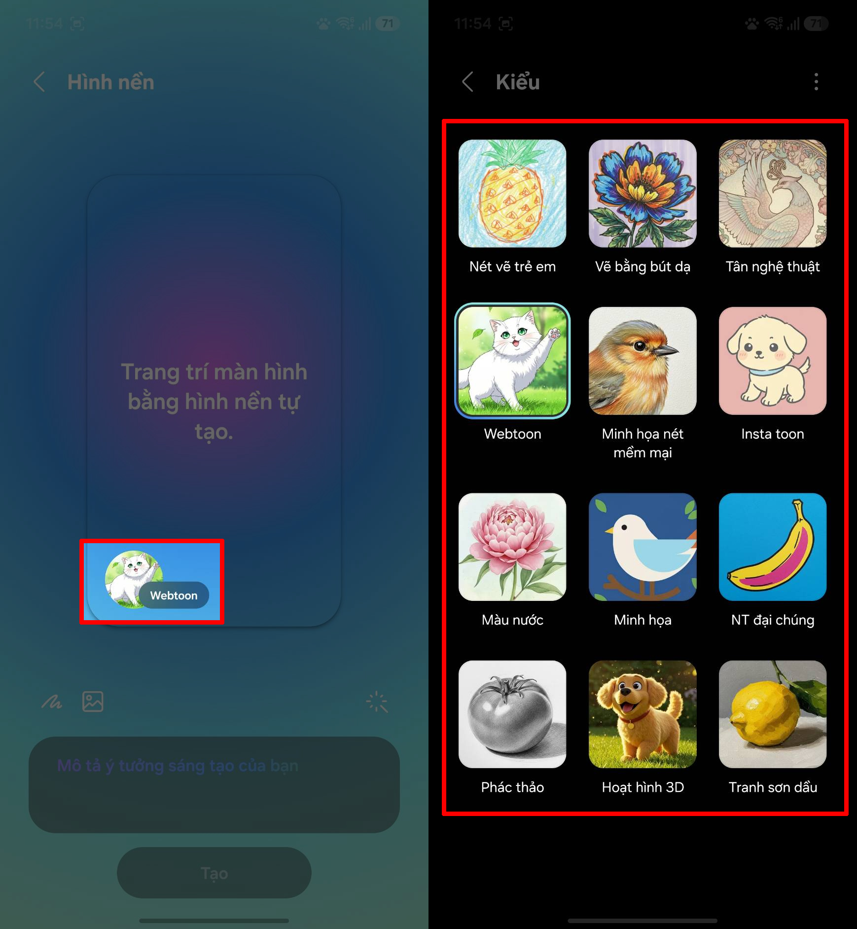 Cách tạo hình nền bằng Galaxy AI