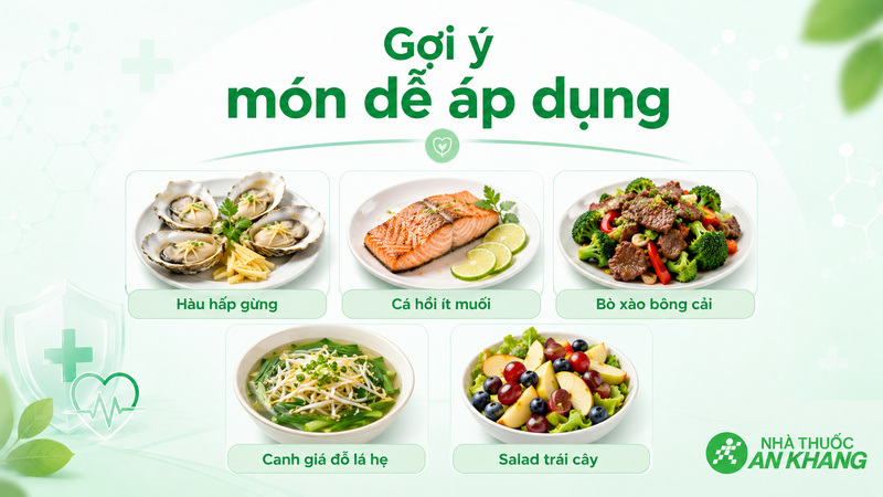 Hàu hấp gừng, cá hồi áp chảo, thịt bò xào bông cải xanh, canh giá đỗ lá hẹ và salad trái cây là các món ăn bổ thận cho nam dễ áp dụng Hàu hấp gừng, cá hồi áp chảo, thịt bò xào bông cải xanh, canh giá đỗ lá hẹ và salad trái cây là các món ăn bổ thận cho nam dễ áp dụng