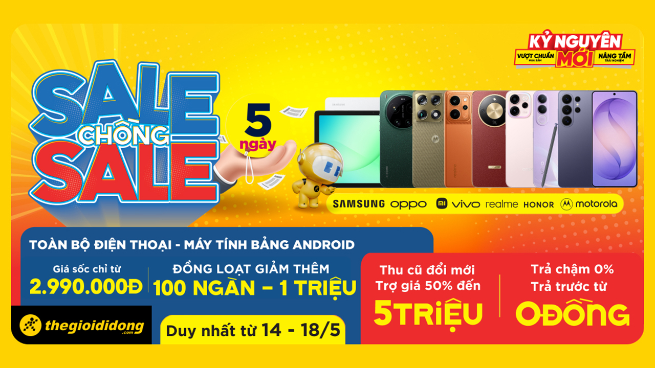 Deal chồng deal: Sale sốc cuối tuần chỉ 5 ngày, điện thoại giá sốc chỉ từ 2.99 triệu, thu cũ đổi mới trợ giá đến 5 triệu Deal chồng deal: Sale sốc cuối tuần chỉ 5 ngày, điện thoại giá sốc chỉ từ 2.99 triệu, thu cũ đổi mới trợ giá đến 5 triệu