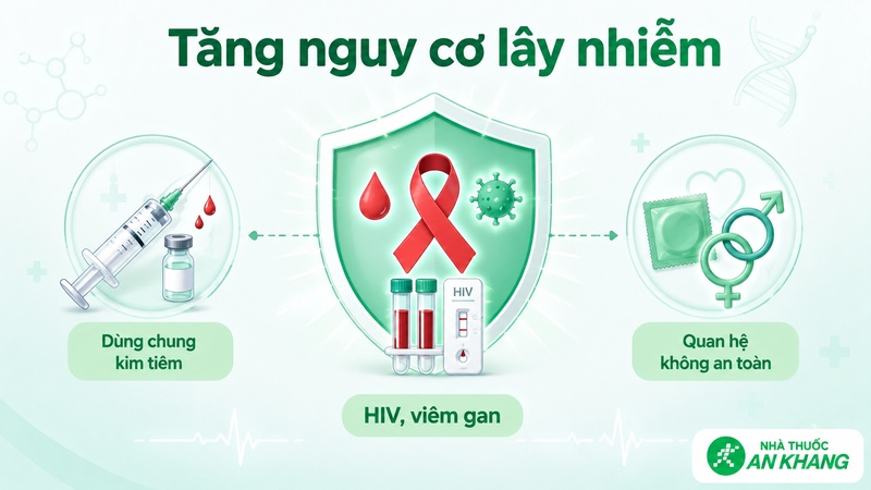 Ma túy đá có thể làm tăng nguy cơ HIV, viêm gan và bệnh lây truyền qua đường tình dục trong các tình huống không an toàn Ma túy đá có thể làm tăng nguy cơ HIV, viêm gan và bệnh lây truyền qua đường tình dục trong các tình huống không an toàn