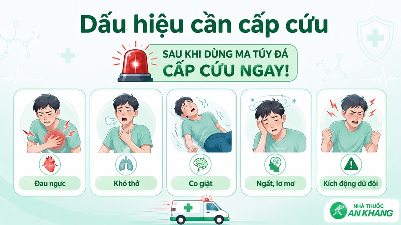 Đau ngực, khó thở, co giật, ngất hoặc kích động dữ dội sau khi dùng ma túy đá là dấu hiệu cần cấp cứu Đau ngực, khó thở, co giật, ngất hoặc kích động dữ dội sau khi dùng ma túy đá là dấu hiệu cần cấp cứu