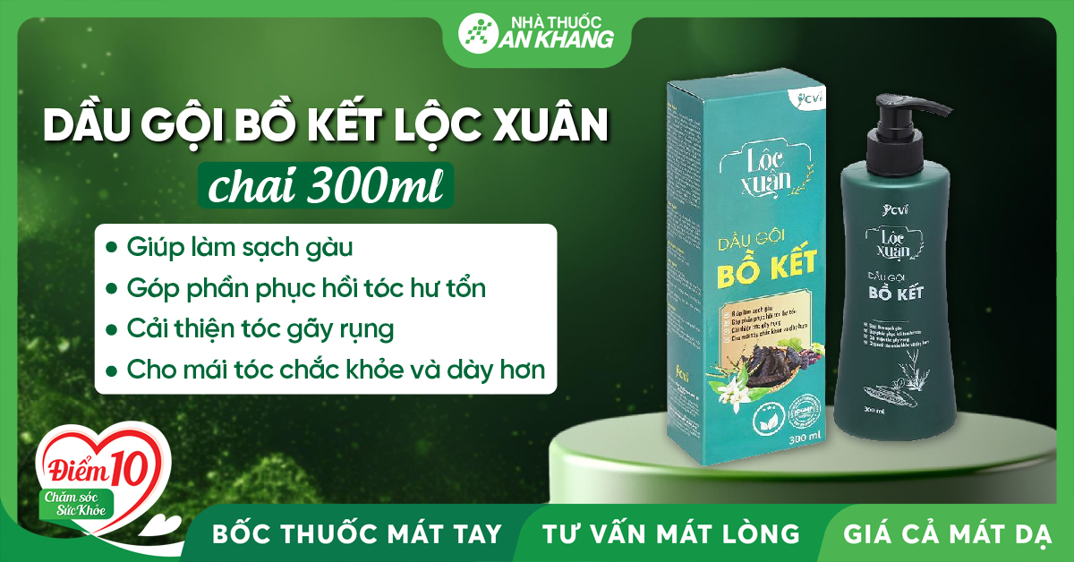 Dầu gội bồ kết J-CVI LỘC XUÂN Chai 300ml Dầu gội bồ kết J-CVI LỘC XUÂN Chai 300ml