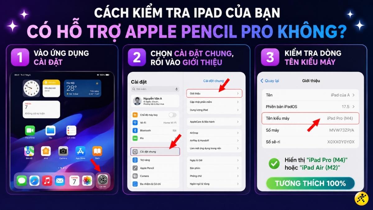C&aacute;ch kiểm tra iPad của bạn c&oacute; hỗ trợ Apple Pencil Pro kh&ocirc;ng
