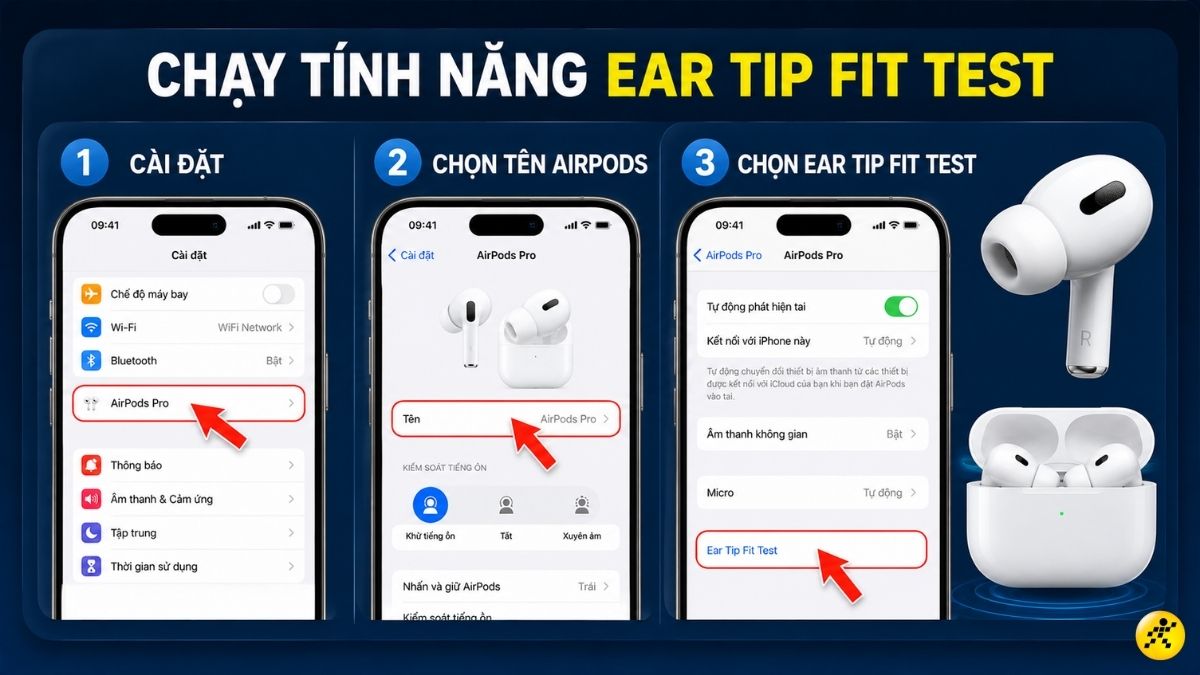 Chạy tính năng Ear Tip Fit Test Chạy tính năng Ear Tip Fit Test