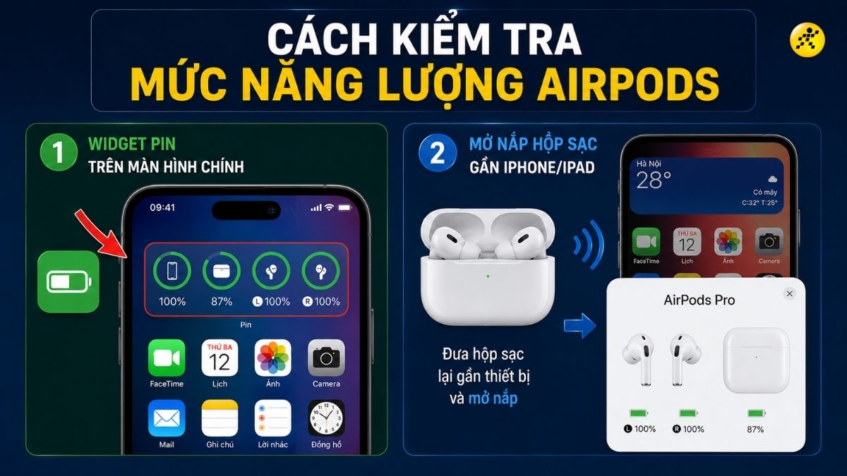 Cách kiểm tra dung lượng pin của AirPods Cách kiểm tra dung lượng pin của AirPods