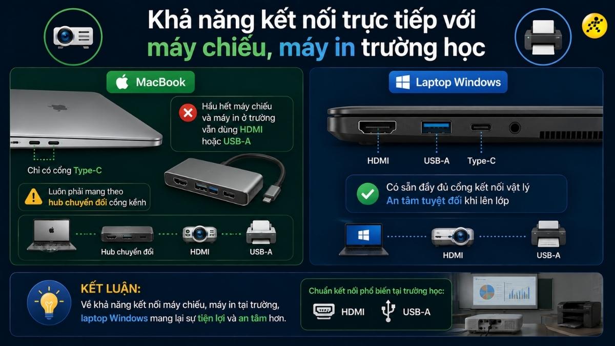 Khả năng kết nối trực tiếp với máy chiếu, máy in Khả năng kết nối trực tiếp với máy chiếu, máy in
