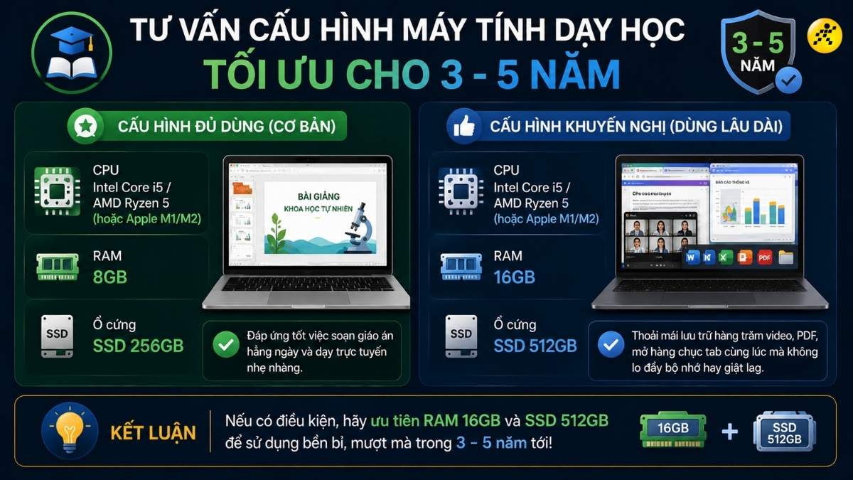 Tư vấn cấu hình máy tính dạy học tối ưu cho 3 - 5 năm Tư vấn cấu hình máy tính dạy học tối ưu cho 3 - 5 năm