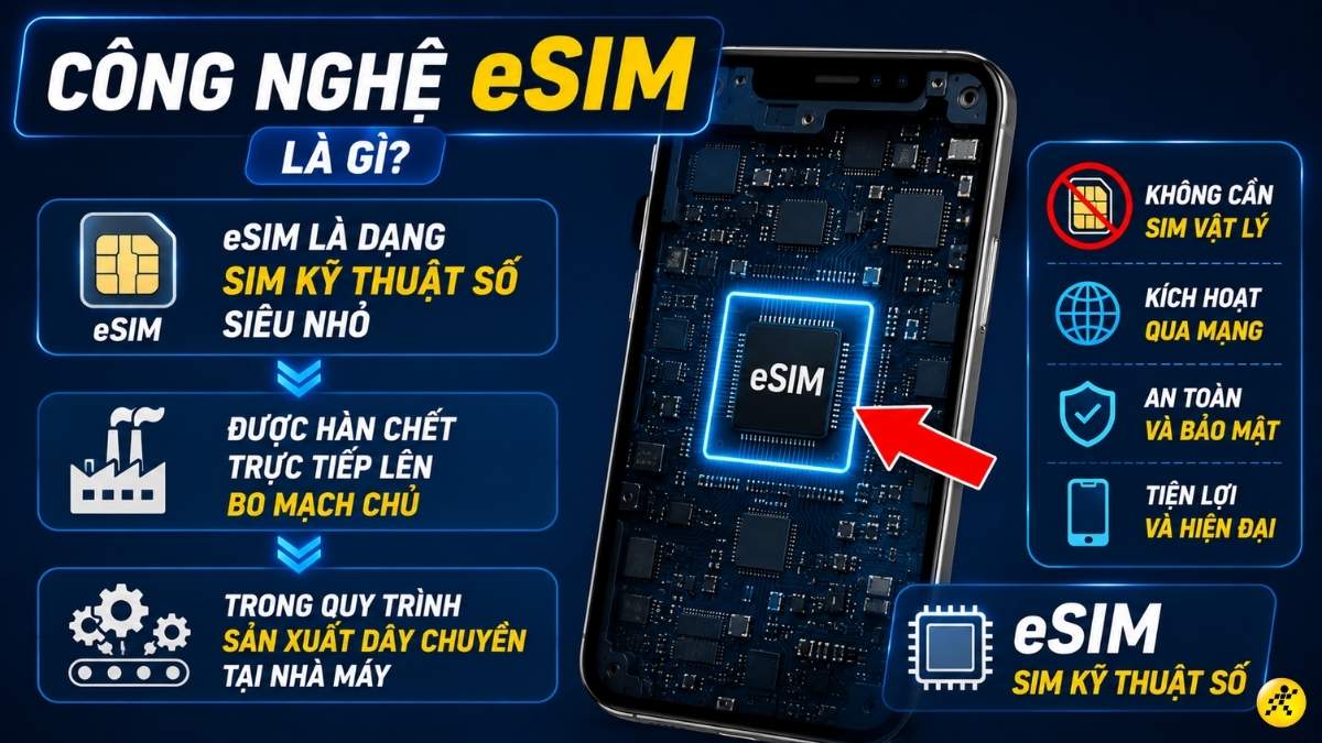eSIM là dạng SIM kỹ thuật số siêu nhỏ eSIM là dạng SIM kỹ thuật số siêu nhỏ