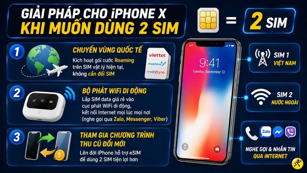 Giải pháp cho người dùng iPhone X khi muốn dùng 2 SIM Giải pháp cho người dùng iPhone X khi muốn dùng 2 SIM