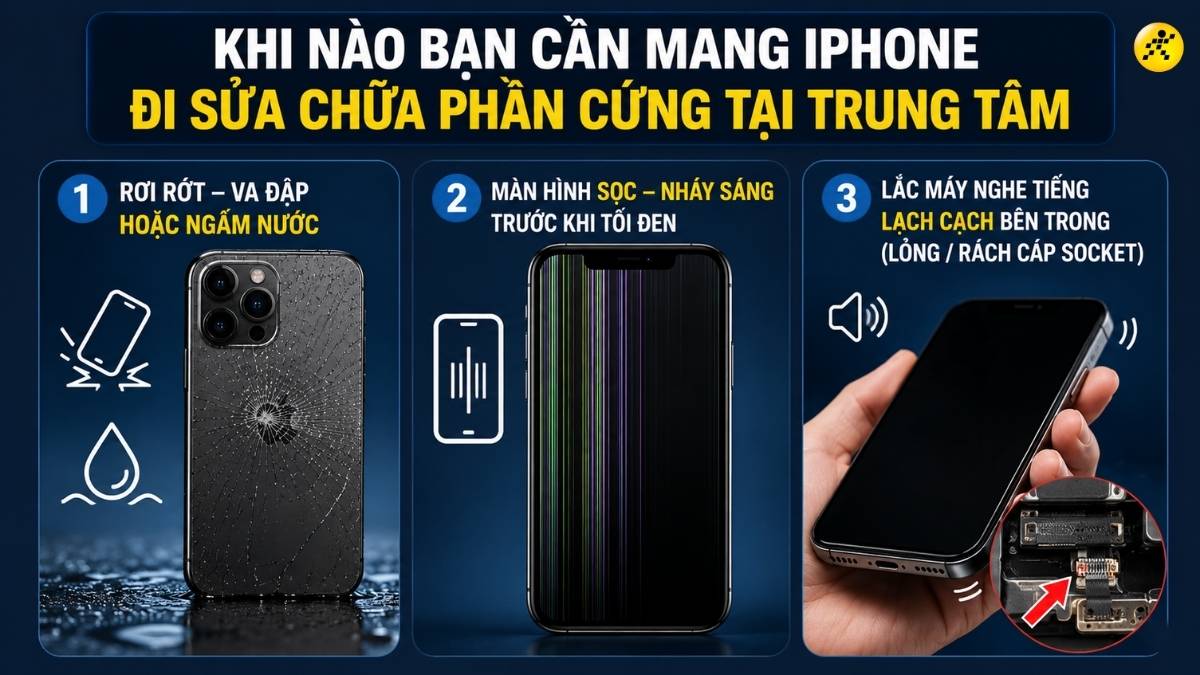 Khi nào bạn cần mang iPhone đi sửa chữa phần cứng tại trung tâm Khi nào bạn cần mang iPhone đi sửa chữa phần cứng tại trung tâm