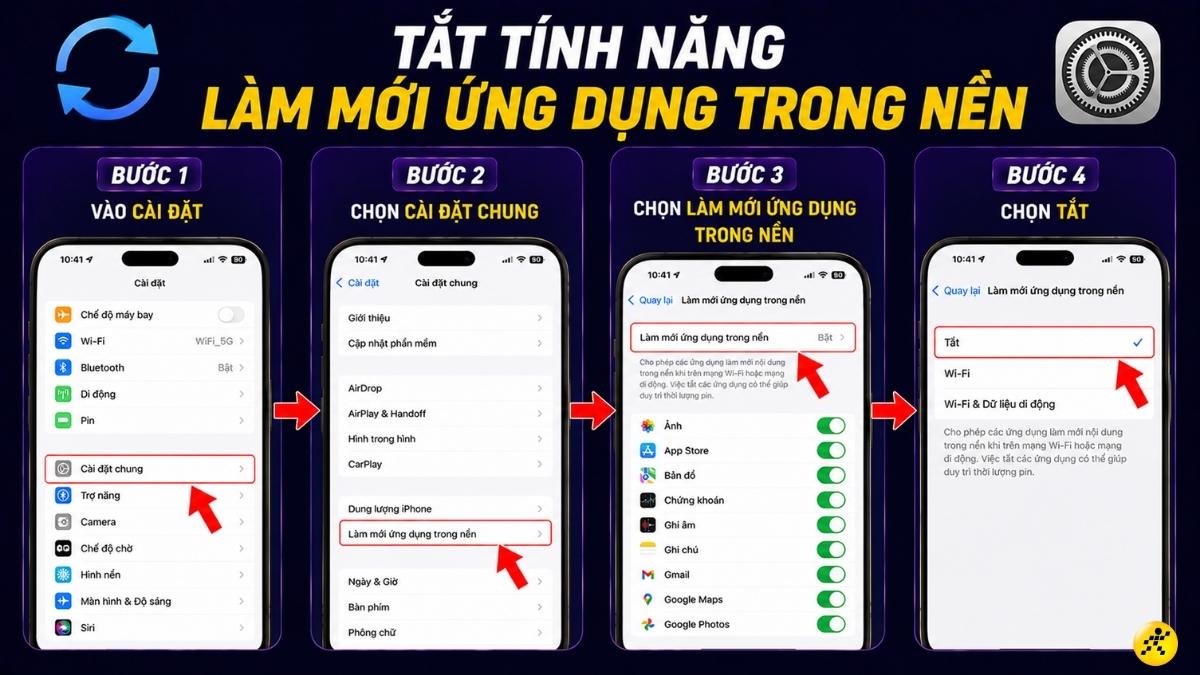 Tắt tính năng Làm mới ứng dụng trong nền Tắt tính năng Làm mới ứng dụng trong nền